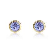 9k Yellow Gold Round Tanzanite Stud Earrings