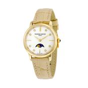 Slimline 30mm Mother of Pearl Quartz Cream Leather Bracelet Watch image