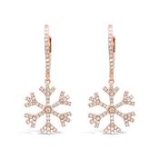 18k Rose Gold Snowflake Diamond Earrings image