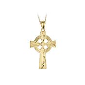 14K Yellow Gold Celtic Cross Pendant Necklace image