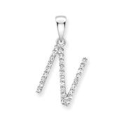 Weir Collection Diamond "N" Initial with 9 Carat White Gold