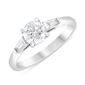 Platinum Round Brilliant Cut 0.16ct Tapered Diamond Ring image