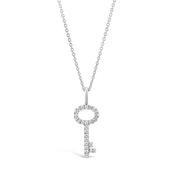 18k White Gold Key &amp; Secret Diamond Pendant Necklace