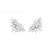 Platinum 2.87ct Pear Shape &amp; Marquise Cut Diamond Cluster Earring