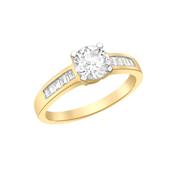 9k Gold Large CZ Solitare &amp; Shoulder Ring image