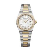 A.R.T. Date 30mm MOP Diamond Dial Quartz Gold Tone &amp; Stainless Steel Watch image