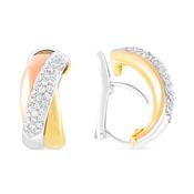 18k Yellow Three Colour Russian Style 0.9ct Diamond Earrings image
