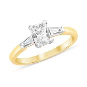 18k Yellow Gold Radiant Cut with Tapered Side Stones image