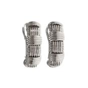 18k White Gold Weave Half Hoop Earrings image