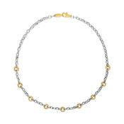 18k Yellow &amp; White Fancy Round Link Necklace image