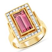 18k Yellow Gold Pink Tourmaline Dress Ring image