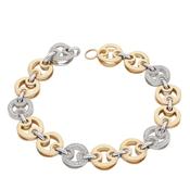 18K Rose &amp; White Gold Round Pave Set Link Bracelet image