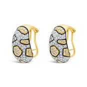 18k yellow gold and diamond half hoop earrings image