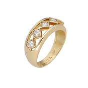 18k Yellow Gold 5 Stone Round .45ct Diamond Flush Set Dress Ring