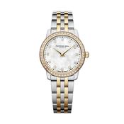 Toccata Classic 24mm MOP Diamond Dot Dial Quartz Two Tone Stainless Steel Bracelet Watch