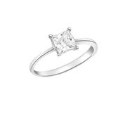 9k White Gold 5mm Square Solitaire CZ Ring