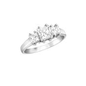 9K White Gold Princess Cut CZ 3 Stone Grad Ring image