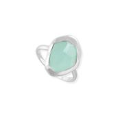 Stepping Stone Aqua Chalcedony Sterling Silver Ring image