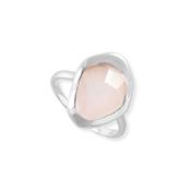 Stepping Stone Rose Quartz Sterling Silver Ring image