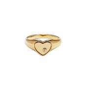 9k Yellow Baby Chevalière Coeur Or Jaune Signet Ring image