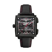 Monaco Evergraph 41mm Black Dial Rubber Strap Watch