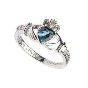 Sterling Silver December Cubic Zirconia Birthstone Claddagh Ring