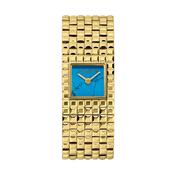 Manchette 25.7mm Turquoise Dial Quartz Gold Tone Stainless Steel Bracelet Watch image