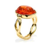 Cabochons Grenadine Tinted Rock Crystal Squared Ring 