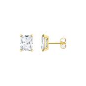 Octagonal White Crystal Gold Plated Stud Earrings image