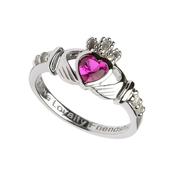 Sterling Silver July Birthstone Claddagh Ring