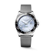 HydroConquest 42mm Light Blue Dial Automatic Stainless Steel Mesh Bracelet Watch