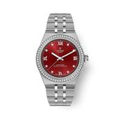 Royal 30mm Red Diamond Dial Automatic Stainless Steel Watch