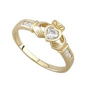9k Yellow Gold Cubic Zirconia Claddagh Ring image