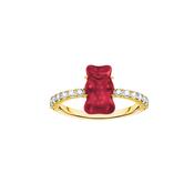 Red Haribo Gummy Gold Plated Crystal Ring image