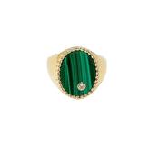 9K Yellow Gold Chevalière Ovale Malachite or Jaune image