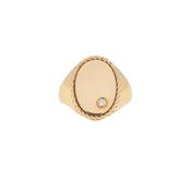9K Yellow Gold sz 54 Chevalière Ovale Gold or Jaune
