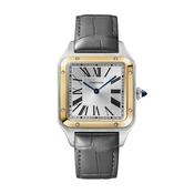 Santos-Dumont 43.5 mm x 31.4 mm Silver Dial Quartz Leather Strap Watch image