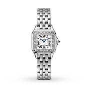 Panthère de Cartier 23 x 30mm Silver Dial Quartz Steel Bracelet Diamond Watch image