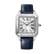 Santos-Dumont 46.6 mm x 33.9 mm Silver Dial Manual Leather Strap Watch