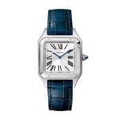 Santos Dumont 38 x 27.5mm Silver Dial Quartz Leather Strap Watch image
