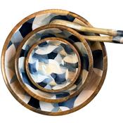 Byroom Mango Wood Blue Black Abstract Handmade Collection