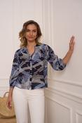 Long Sleeve Flower Detail Silky Blouse
