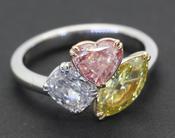 Three Stone Coloured Diamond Cluster Ring - Weldons