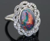 Superb Black Opal and Diamond Ring - Weldons