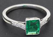 Emerald and Diamond Ring, Bezel Set - Weldons