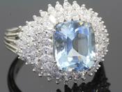 Aquamarine and Diamond Cluster Ring - Weldons