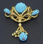 Victorian Gold and Turquoise Brooch - Weldons