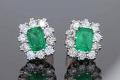 Emerald and Diamond Cluster Earrings - Weldons Jewellers image