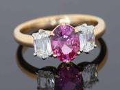 Pink Sapphire and Diamond Three Stone Ring - Weldons Jewellers image