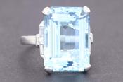 Art Deco Aquamarine and Diamond Ring - Weldons Jewellers